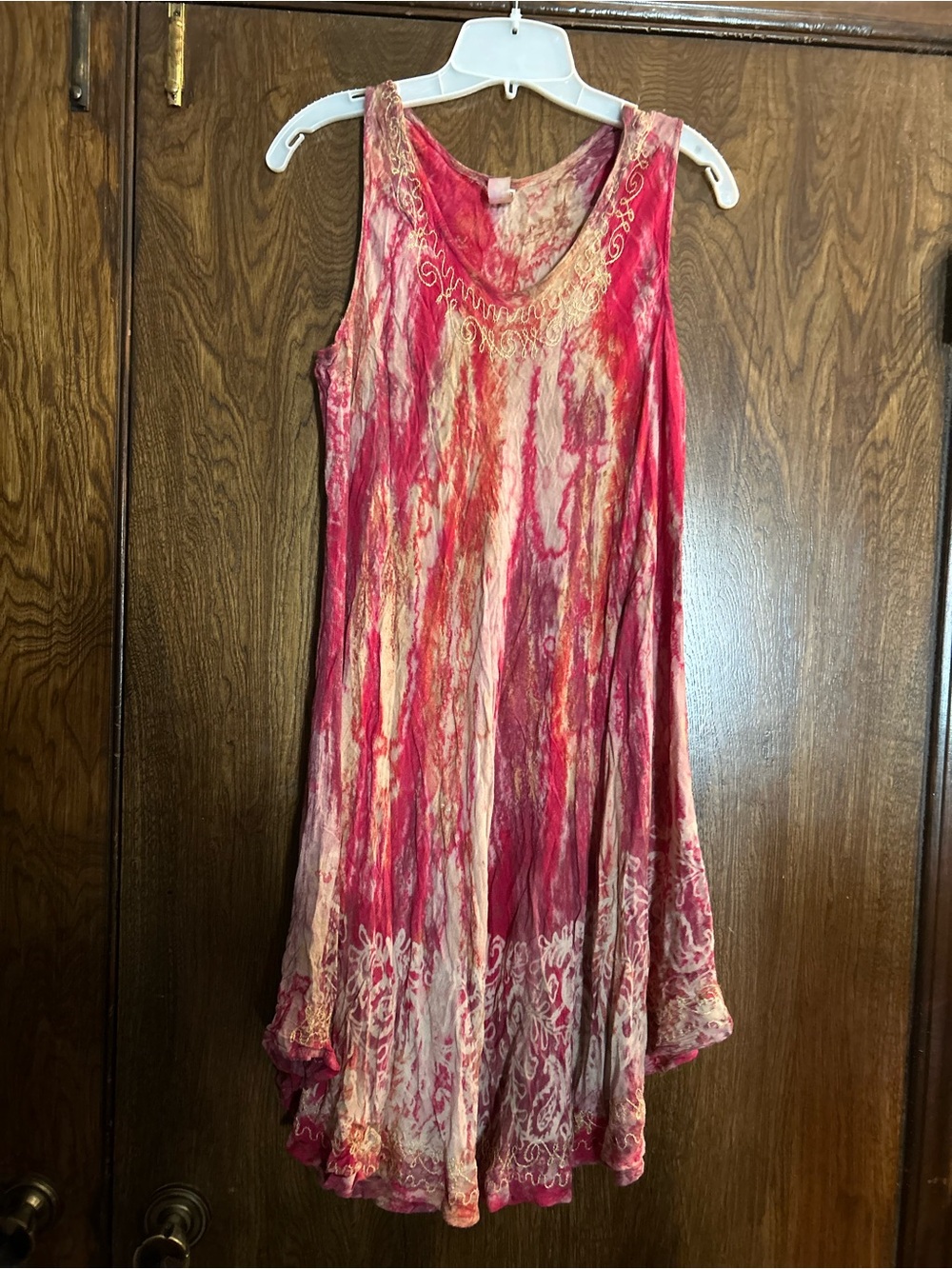 India Boutique Pink and Cream Tie-Dye Sleeveless Swing Dress